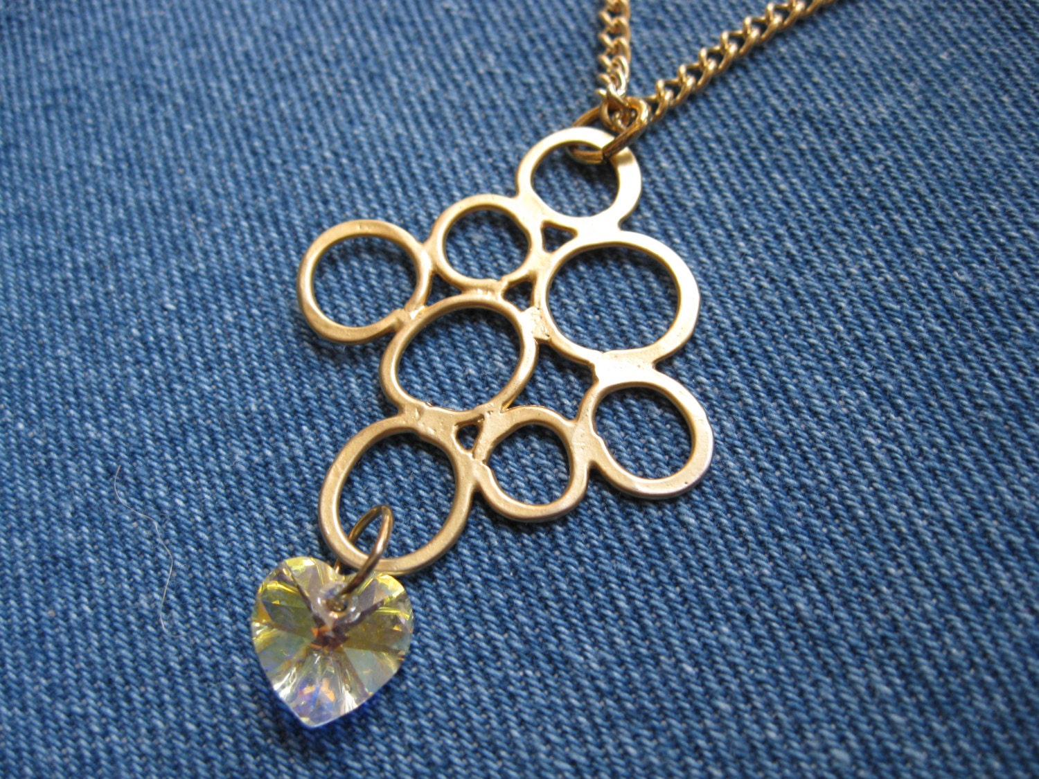 Modern Matte Gold Pendant with Swarovski Heart-shaped Crystal