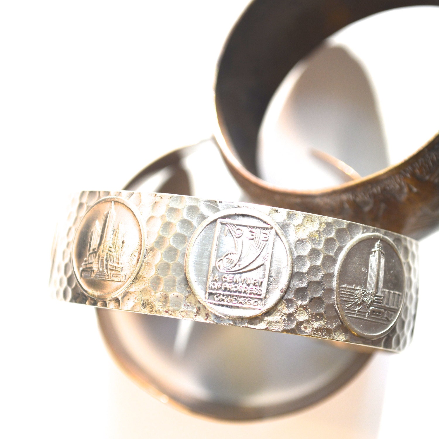 1933 Chicago World's Fair Cuff/ 30s bracelet, art deco bracelet
