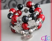 Red and Black Dance Sing Love Inspirational Stackable Bracelet Set