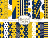50% Off Sale Digital Scrapbooking Printable Team Sports Colors Yellow and Blue (608)