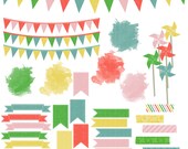 50% Off Sale Washi Tape Clip Art Pinwheel Banner Pendant Flag Watercolor Journal Spot Sidewalk Chalk (665) Il_170x135