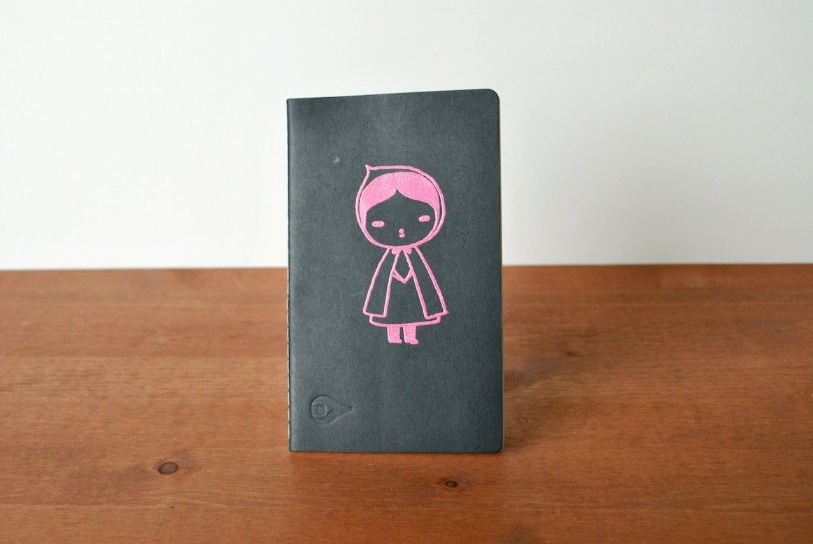 black moleskine style journal: red riding hood girl
