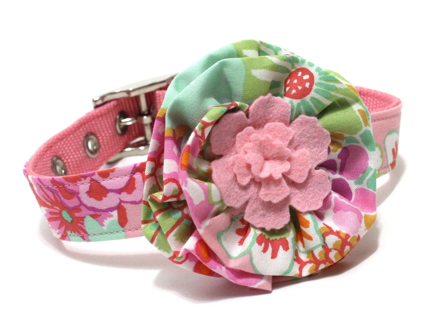Flower Dog Collar- Pink and Purple Flower Burst