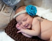 Newborn crochet headband with flower you choose colors