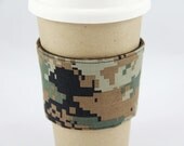 Reversible Coffee Cup Sleeve - Dark Digital Camouflage - Ready to Ship