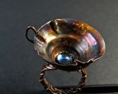 50off SALE FREE SHIPPING Sculptural Copper Ring Mixed Metal Jewelry Handmade Artisan Jewelry Looking Glass Ring Copper Jewelry