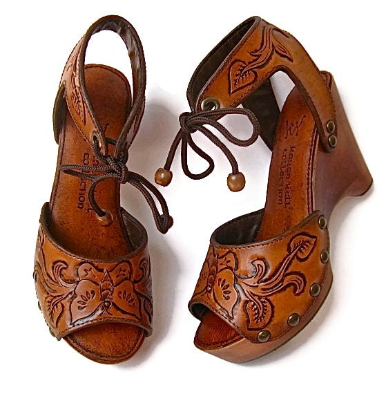 SALE Carved Butterfly Clogs Wooden Wedge AVAILABLE NOW in the full size range