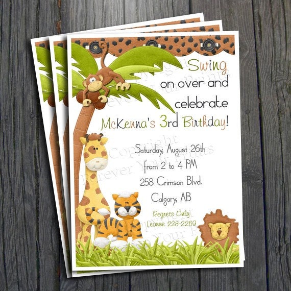 Jungle Birthday Invitation - FREE Thank You Card included Il_170x135