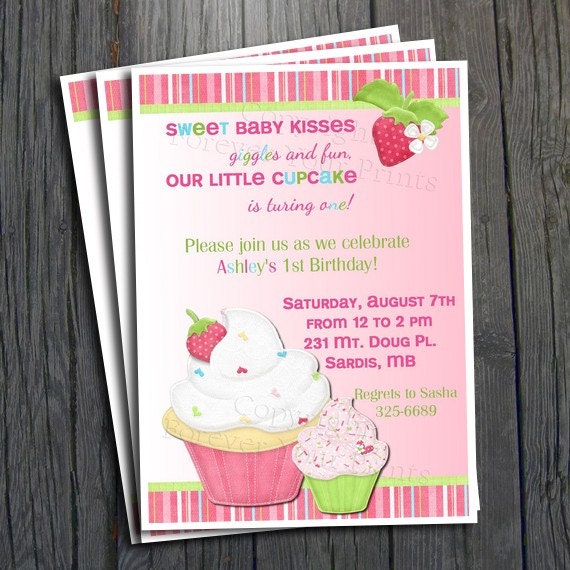 Cupcake Birthday Invitation - FREE Thank You Card included Il_570xn