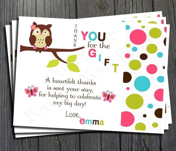 Owl Thank You Card - Printable Thank You Card Il_570xn