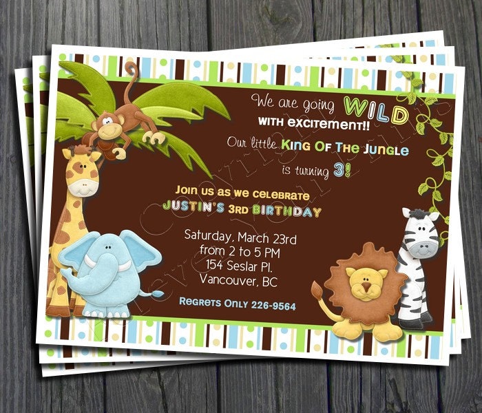 Jungle Birthday Invitation - FREE Thank You Card included Il_570xn