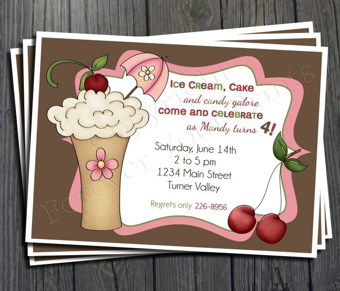 Ice Cream Birthday Invitation - FREE Thank You Card included Il_570xn