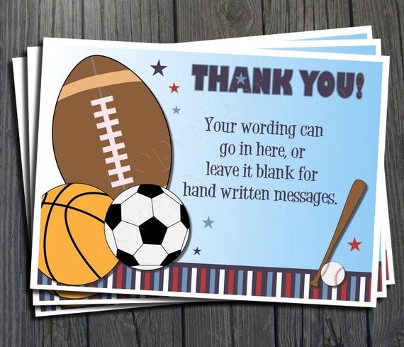 All Stars Sport Thank You Card - Birthday Thank You Card Il_570xn
