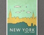 Home Decor Wall Art Affordable Fine Art Print - New York No.1 - 8 x 10 Illustration and Typography City Skyline Print
