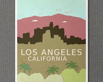 Los Angeles California 16x20 /  Typography Print, LARGE City Poster, Giclee, Modern Baby Nursery Decor, Illustration, Travel Theme, Digital