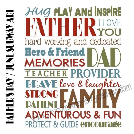Father's Day or June Subway Art - Printable INSTANT DOWNLOAD