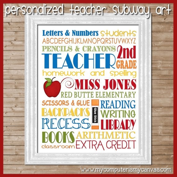 TEACHER School Days Subway Art - PERSONALIZED