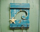 Key Jewelry Rack Shutter Waves in Weathered Wood Beach House