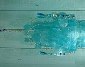 Turquoise Chandelier Beach House Wedding Decor Capiz Shell Crystals Beads