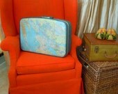One of a Kind VINTAGE SUITCASE with Vintage Maps - New York City, Brooklyn, Los Angeles