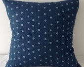 NEW Japanese fabric cushion cover in midnight blue background with light blue dots motif, throw pillow, decorative cushion