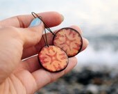 Tribal earrings - black earrings, orange earrings, native jewelry, golden, gift idea for her - made to order
