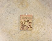 Handmade Dream Pendant Bronze Antique Copper Olive Green Pendant Flowers Inspirational