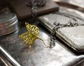 Necklace Pendant -Flower- in Lime Green and Olive