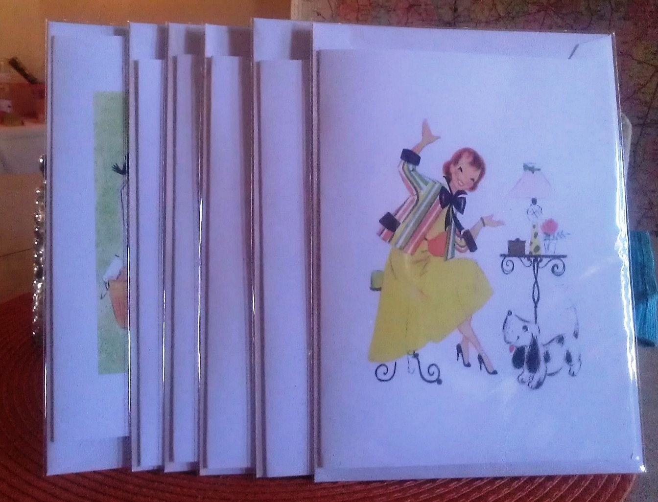 Vintage Reproduction Greeting Card: Cute Ladies Series Set of 6 Cards. General Occasion, Birthday, Mother's Day.