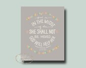 5x7 Giclee Print - She Will Not Be Moved -Typography - Hand Lettering by Grace for Grace by Tiffany Rachal