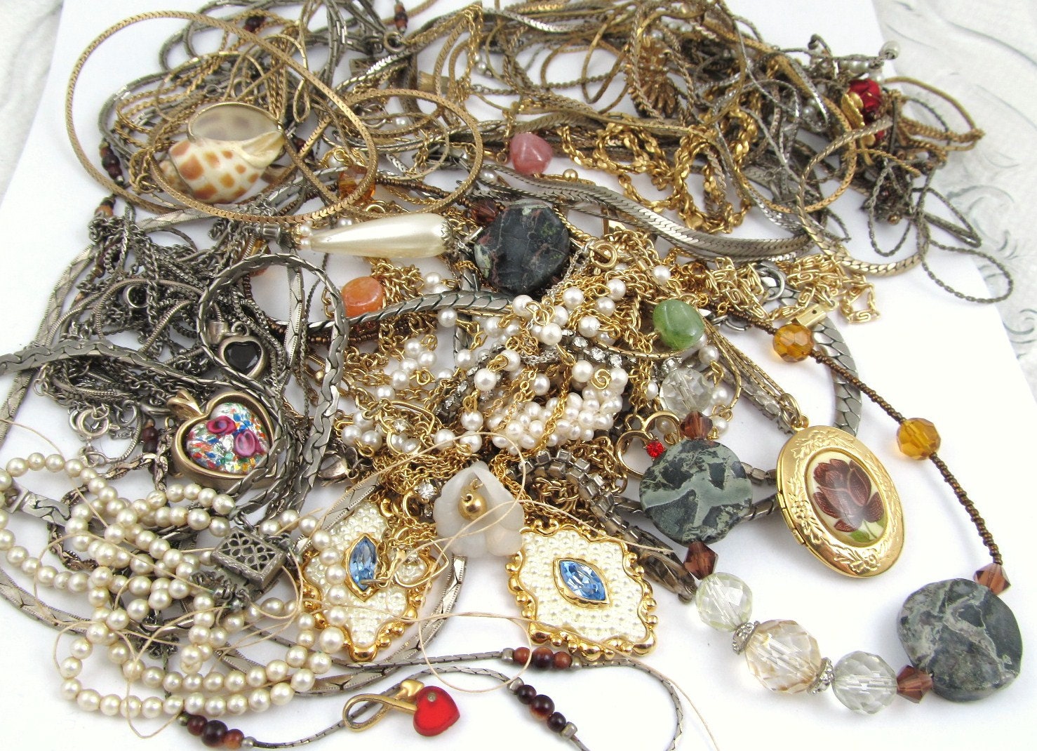 5.00 off SALE vintage DESTASH steampunk pendant beads NECKLACES chains jewelry