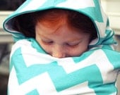 Aqua Chevron Certified Organic Favorite Hooded Towel