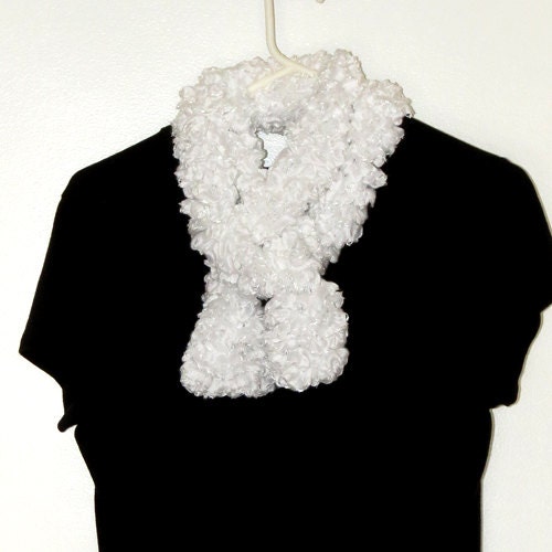 White Ruffle Scarf 58"