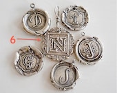Silver Wax Seal Initial Personalized Necklace Charms, Bridesmaids, New Moms, Men's Accessories, Gifts, Key Fobs, Keychains