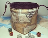 Dungeon Map Dice Bag Mk2, Brown Suede