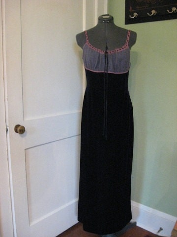 Betsey Johnson New York Original Velvet Empire Long Dress Royal Midnight Blue Size Large