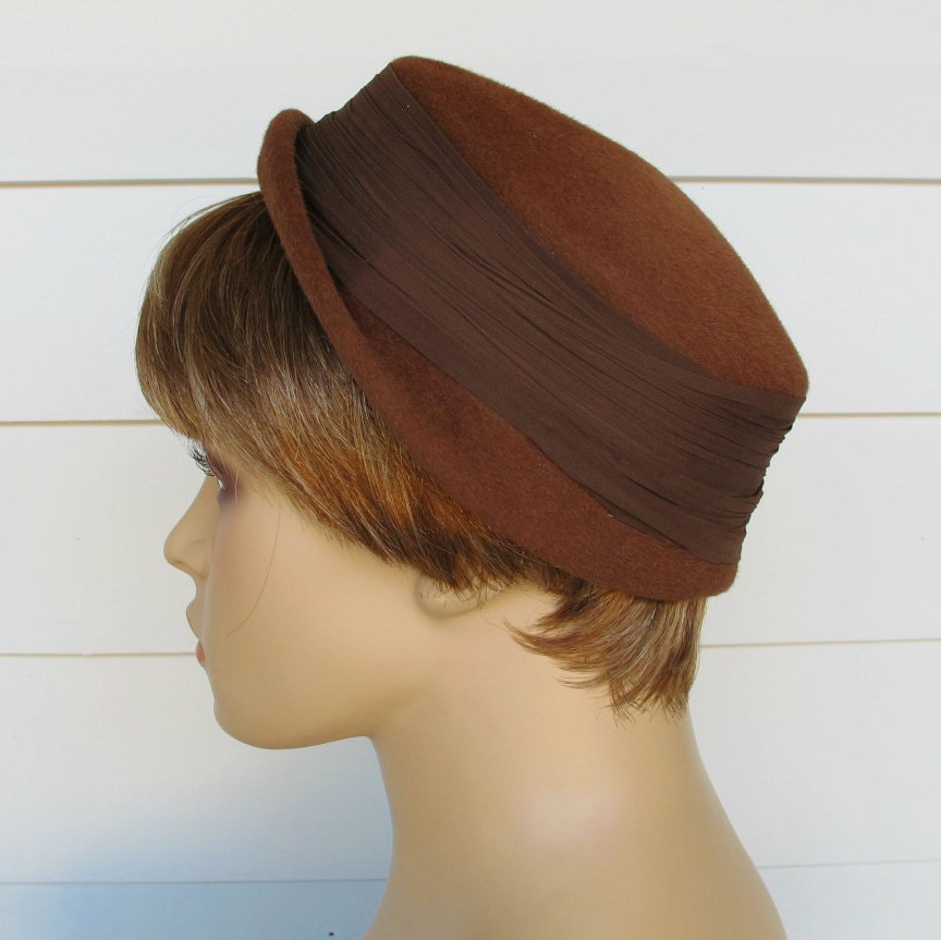 1950s Brown Felt Hat By Vicki
