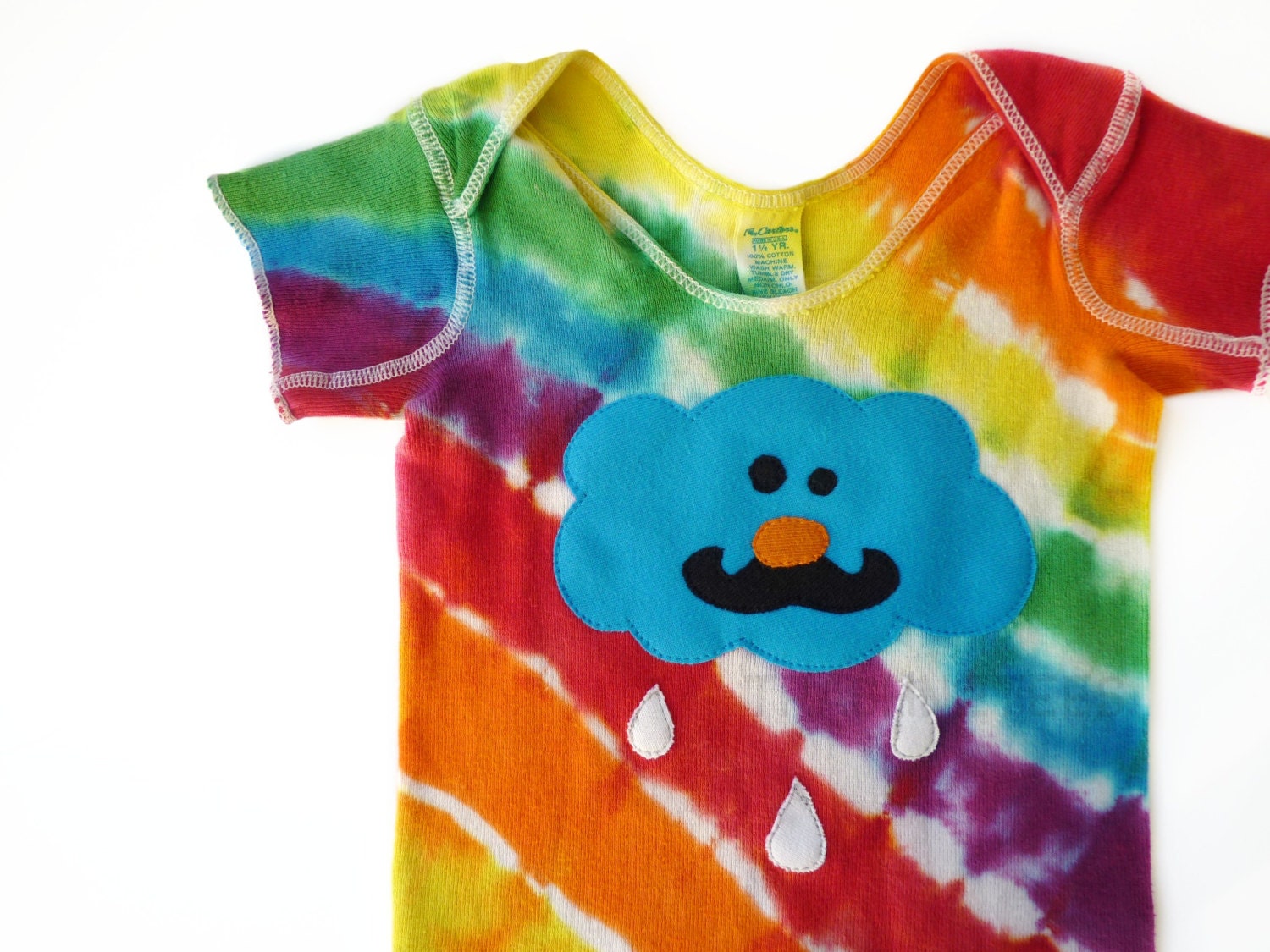 Newborn Mustache Cloud Rainbow Shirt Lap Tee by TrashN2Tees
