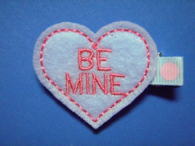 Valentine Felt Hair Clip Clippie -  Be Mine Heart  - For Infant Toddler Girl