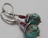 Turquoise and Garnet Earrings