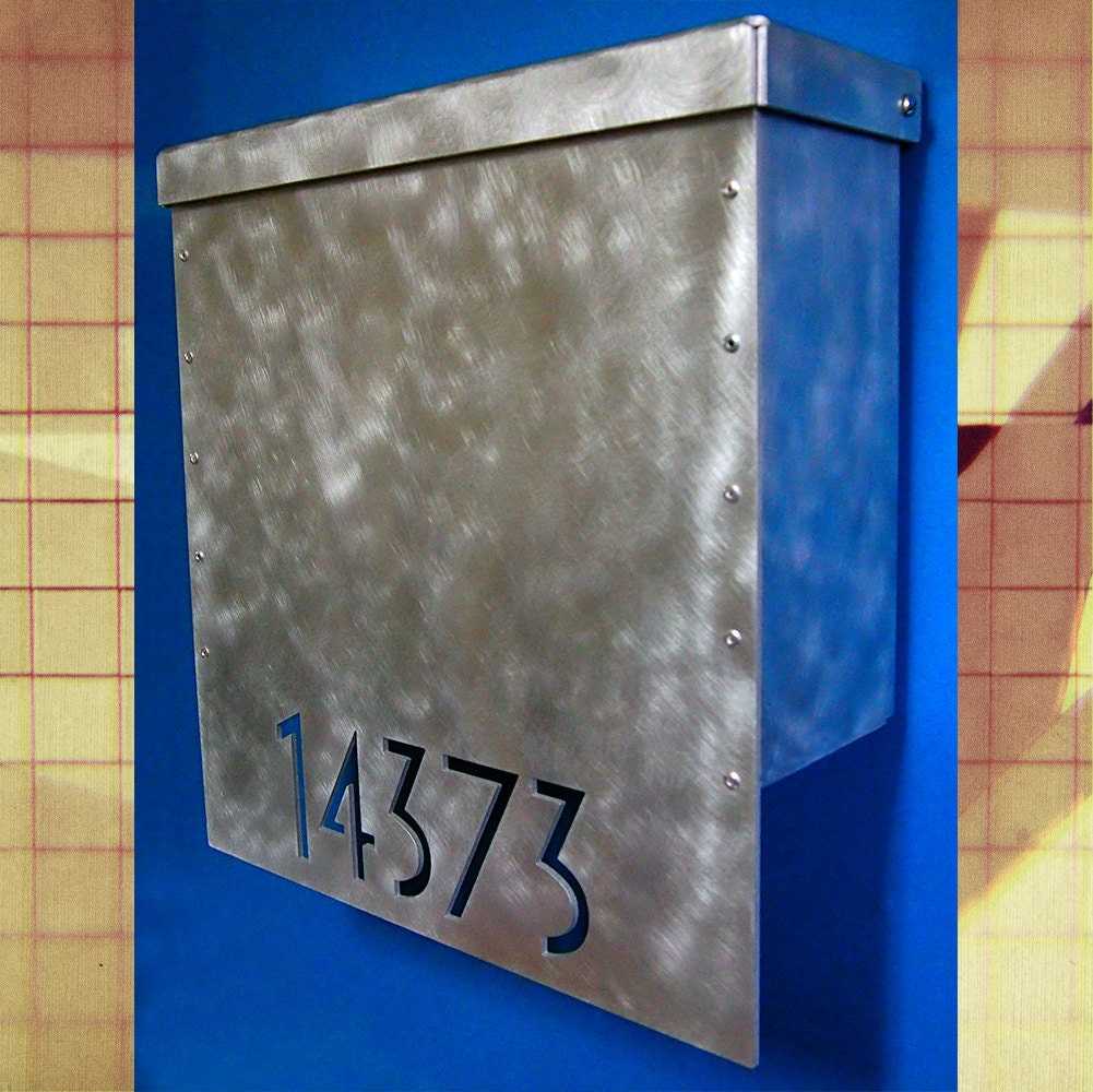 Custom House Number Mailbox No. 1310 Drop Front in Aluminum