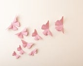 3D Wall Butterflies, 10 Carnation Pink Butterfly Silhouettes for Girls Room, Nursery, and Home Art Decor