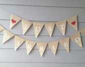 Just Married Burlap Banner Garland for Weddings or Photography Prop