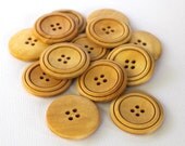Wooden Buttons. 20 pcs. Natural. Beige. Light brown. Round 31mm 1.22 inch. 4 holes.
