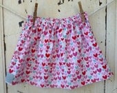Girls Modern Skirt - Hearts on White - Boutique Skirt - Valentines Skirt - Holiday