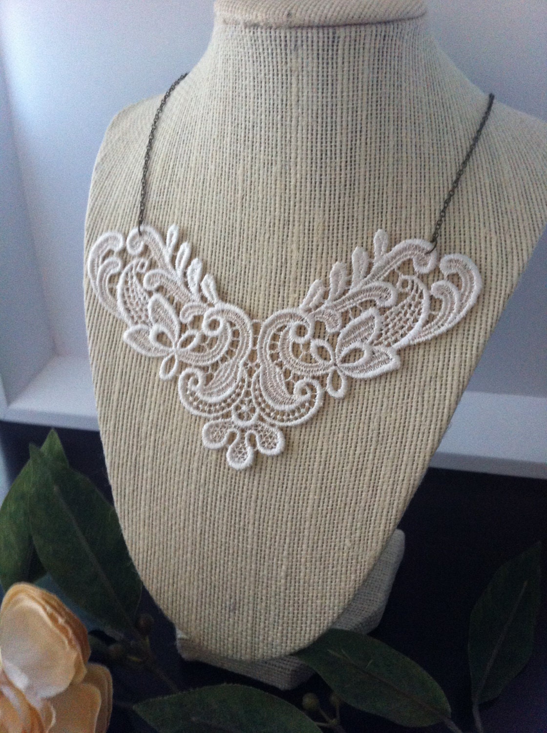 Cream Lace Bib Necklace
