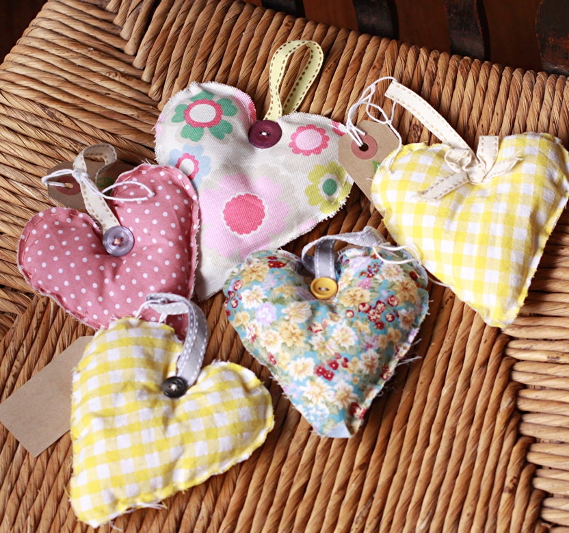 heart charm - hand sewn padded love hanging hanger ornament decoration love heart decorative charity