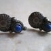 Vintage Lapis Lazuli Earrings - 950 Sterling Silver Etruscan Post Earrings from Brazil