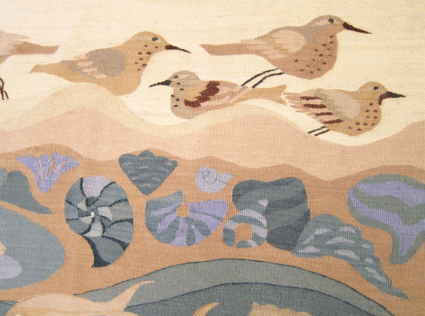 Huge Danish Modern Tapestry / Textile Wall Art Hanging / Wool Weaving / Mid-Century Abstract Bird Nature Scene