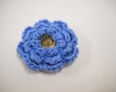 Flower Brooch, Lapel Pin, Mens Boutineer, Crocheted Flower Brooch, Scarf Pin, Handmade Flower Brooch, Blue